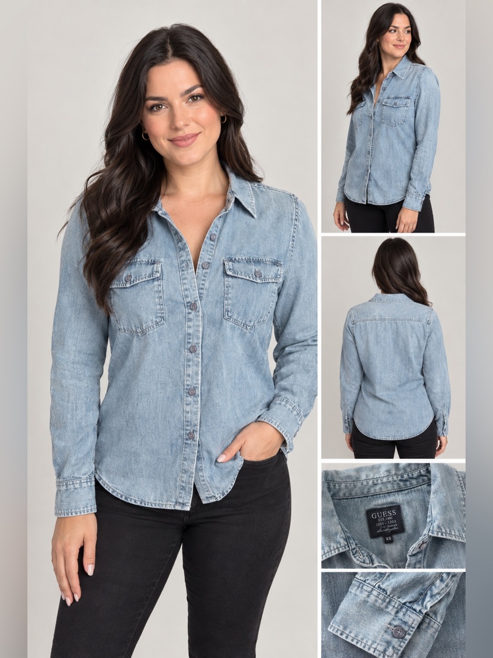 Light Blue Denim Shirt Jacket - Women